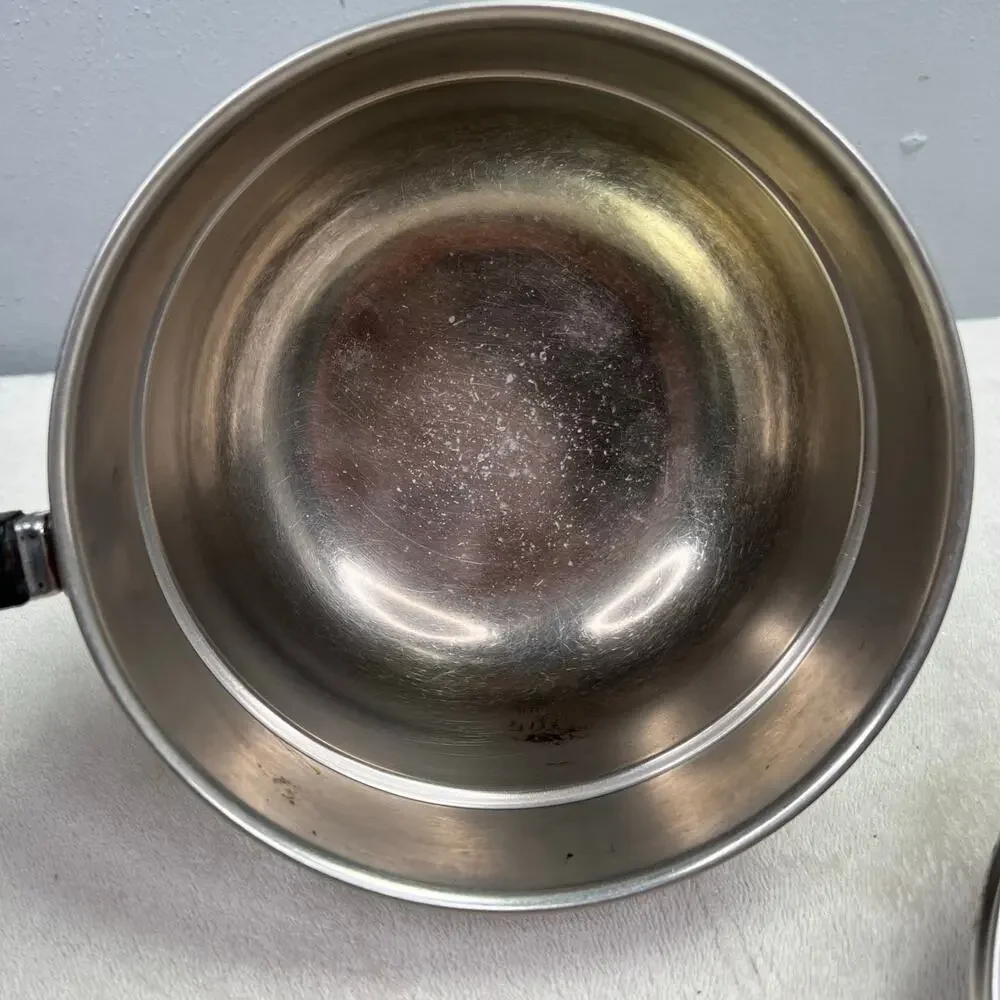 Vintage Farberware Double Boiler Insert Pan with Lid Stainless Steel 2 - 2.5 Qt